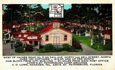 Lowe's St Petersburg Campground, St Petersburg, Fl.,  Vintage Postcard
