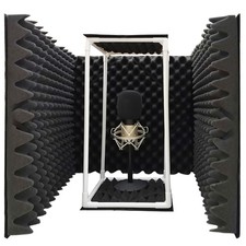 Large Microphone Isolation Shield, Foldable Vocal Booth Reflection Filter, 2 ...