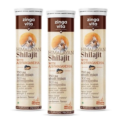 Zingavita Himalayan Shilajit/Shilajeet (750 mg) 15 N (3er Pack)