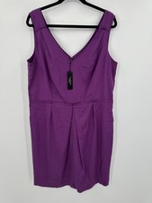 Talbots Dress Womens 18 Purple Sleeveless Pleated Sheath Knee Length New Tags