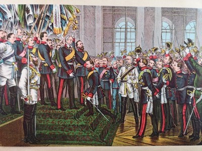Chromolithographie v. 1888.  Die Kaiserproklamation zu Versailles am 18. Januar