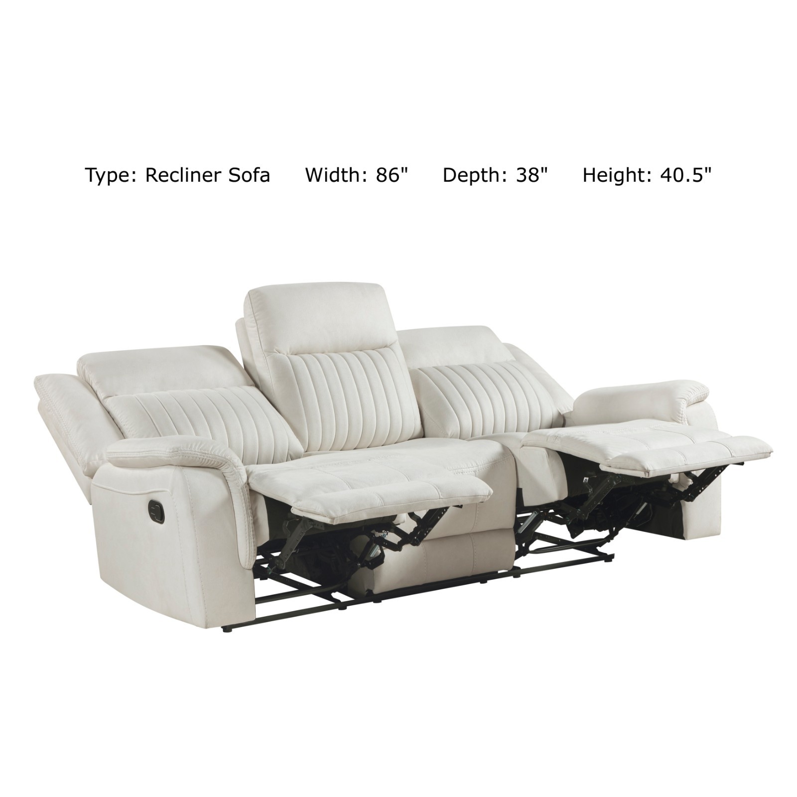 NEW Beige White 2PC Sofa and Loveseat Recliner Set Leather Air Living Room