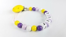 Personalized pacifier clip  Binky clip  Baby girl gift  Yellow purple