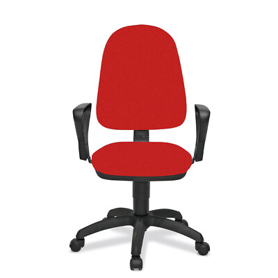 SEDIA POLTRONA UFFICIO SMART WORKING CON BRACCIOLI GIREVOLE BRACCIOLI ROSSA