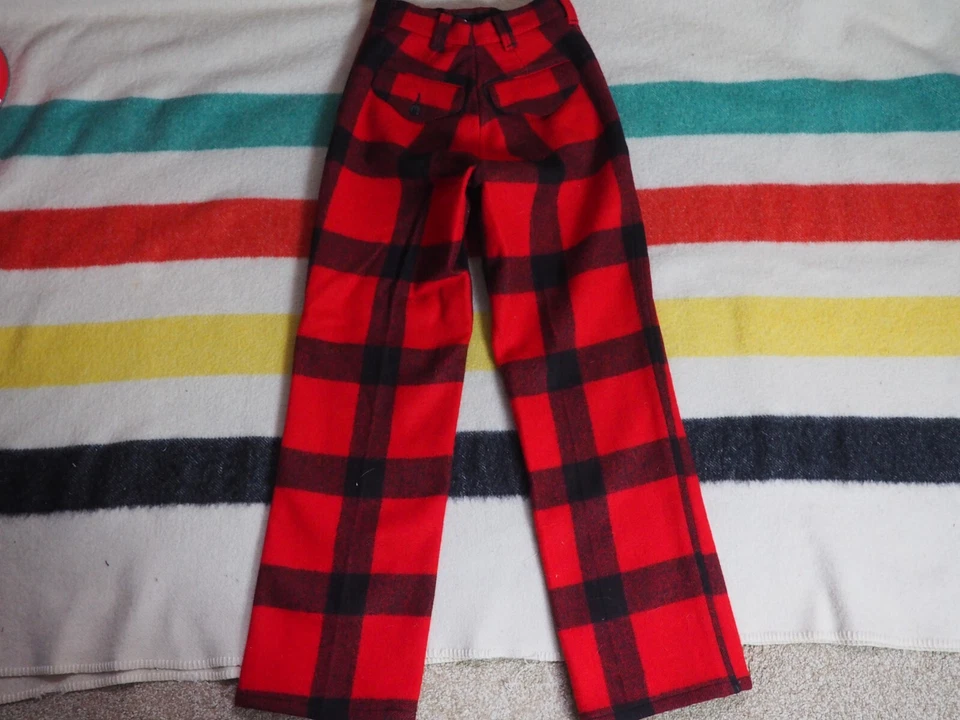 VTG 70s 80s Filson Seattle Red Black Buffalo Plaid Wool 27x31 Field Pants Mens - Image 2 of 4