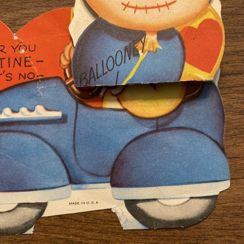 Vintage 1940s Valentines Day Greeting Card Boy Driving Car w/ Balloons USA P1B - Picture 4 of 12