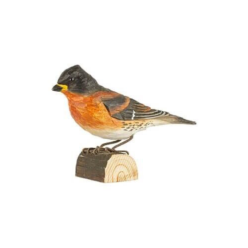 Wildlife Garden Carved Wood Figure Brambling - Picture 1 of 4