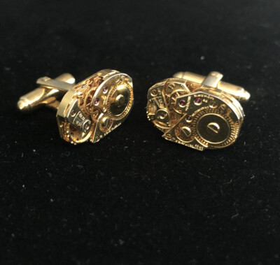 Dante Gear Cuff Links Gold Tone Unique Intricate Detail watch gears unique