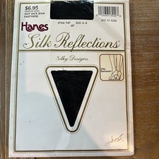New Vtg Hanes Silk Reflections Pantyhose Black W/backseam Size AB Style 747