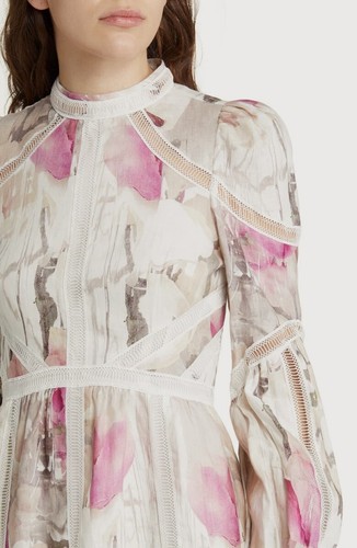 Ted Baker London Nude Fleurz Floral Print Linen Mini Dress Size 2/US 6 NWT 445$ - Picture 6 of 11