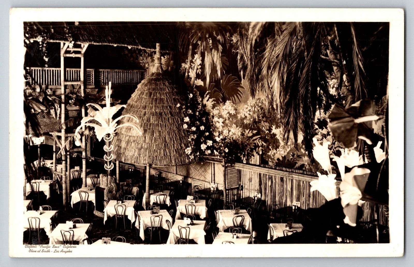 Postcard RPPC Clifon's "Pacific Seas" Cafeteria Olive at Sixth Los Angeles A5
