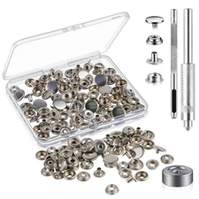 200 Pieces 50Sets Snap Fastener Kit Tool 5/8 inches 15mm Snap Button kit Snap...