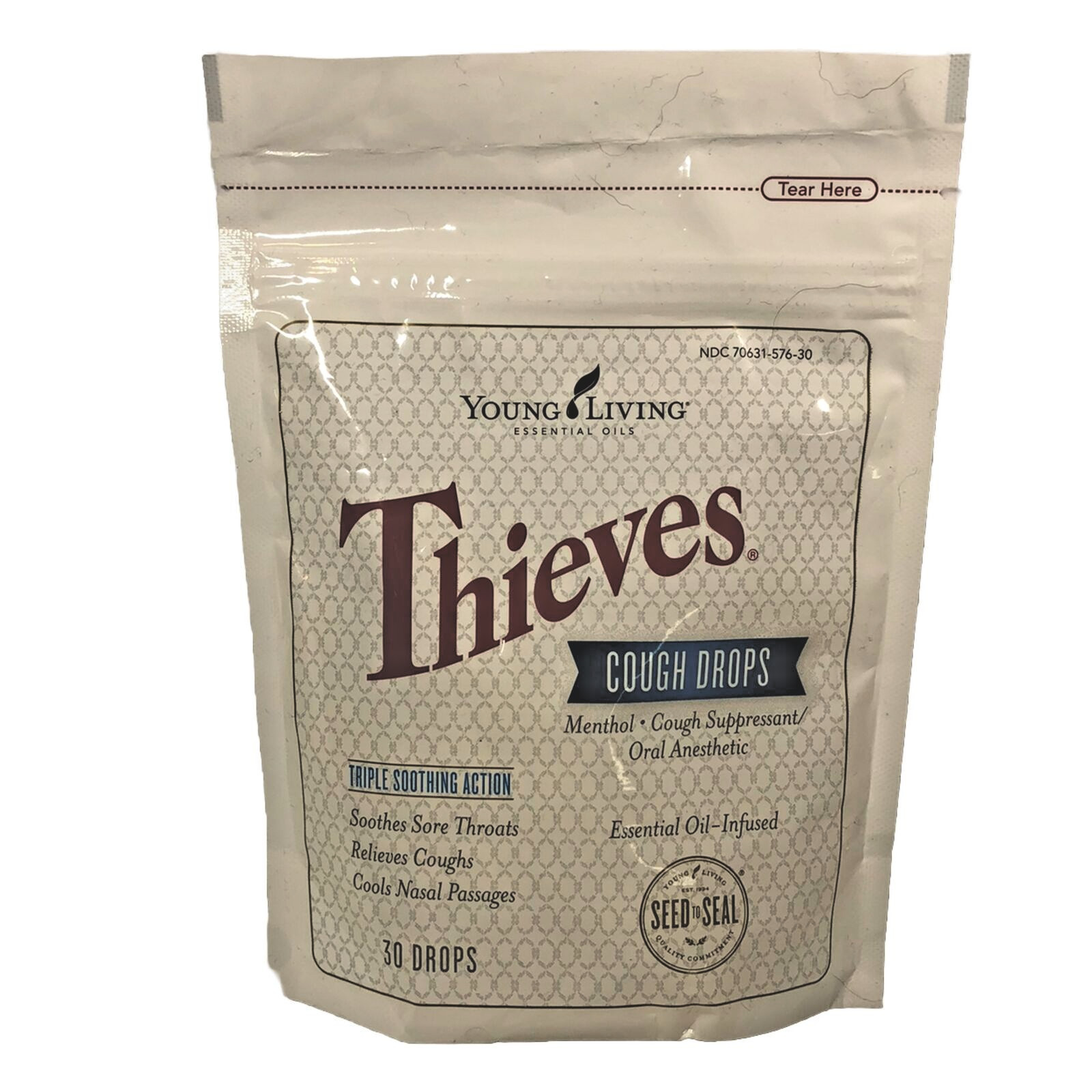 Young Living Thieves Hard Lozenges 30 Ct Cough Drops Menthol Essential