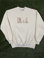 Vintage 90s Lowa State Print Crewneck Lee Sweatshirt Made In USA Cream Size M