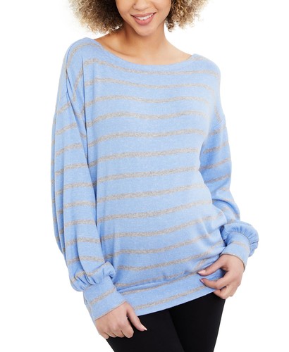 Motherhood Umstandsmode U-Ausschnitt Langarm gestreift Top blau Größe XS - Bild 1 von 3