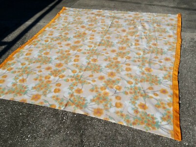 Vintage Chatham Wool Floral Blanket Satin Trim Edging 90  x 102  Full Queen