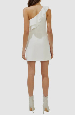 french connection white one shoulder dress French Connection Ruffled-One-Shoulder Dress - Summer White