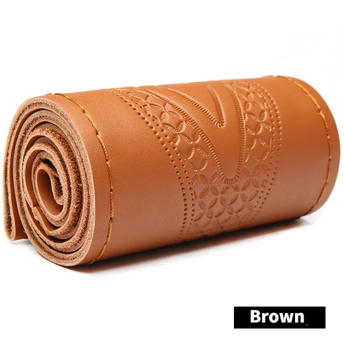 38CM DIY Geflecht Auto Lenkrad Bezug Echtleder Naht auf Folie Weich - Bild 9 von 18