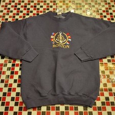 BOSTON Massachusetts MEDIUM SWEATSHIRT STITCHED Sailing NAUTICAL Navy Blue