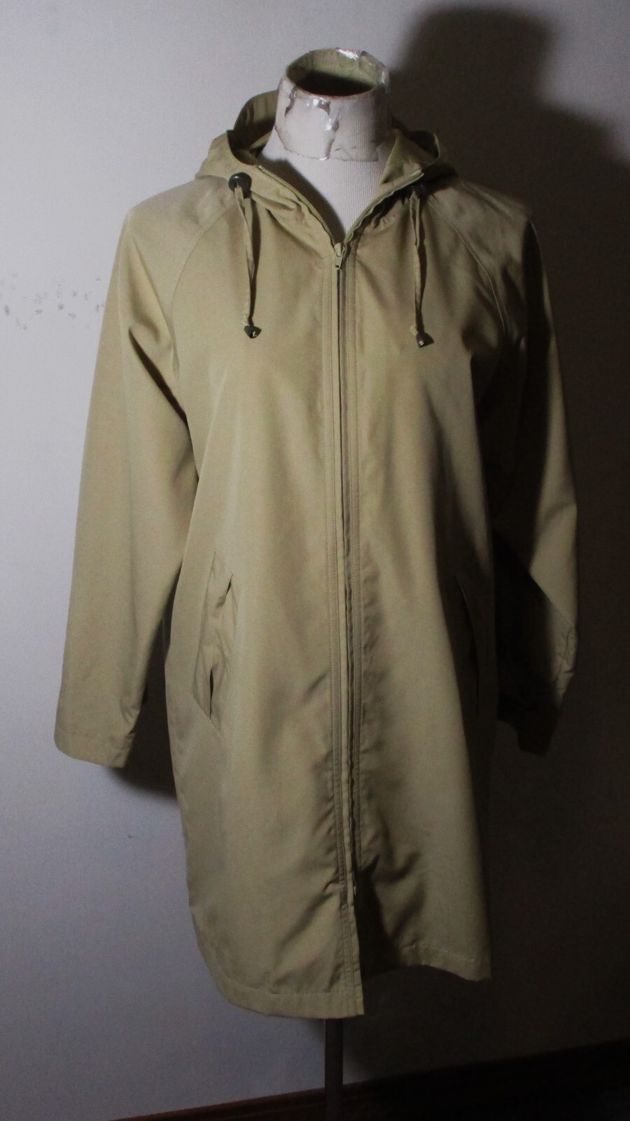L.L. BEAN Tan Full Zip Drawstring Hooded Coat Size S Petite NWOT