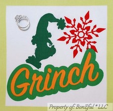 BonEful Fabric Cotton Quilt VTG Square Dr Seuss Grinch Red White Green Snowflake