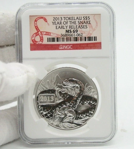 2013 Tokelau S$5 Year Of The Snake NGC MS69 Early Releases #062