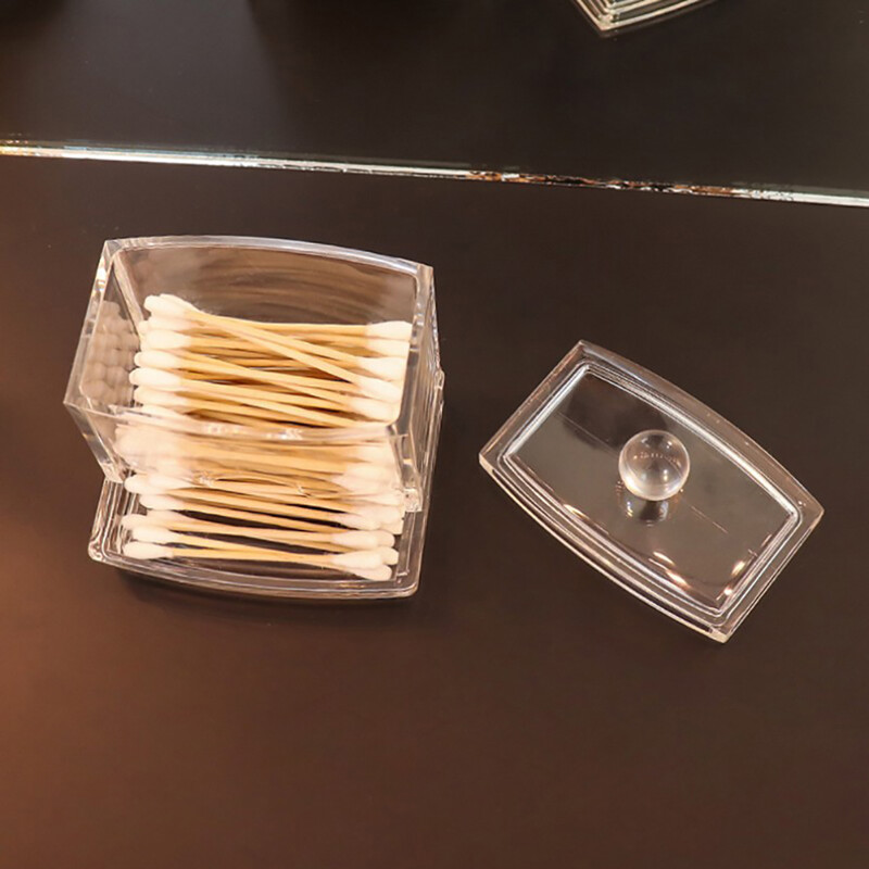 Acrylic Cotton Swabs Storage Holder Box Portable Transparent Makeup
