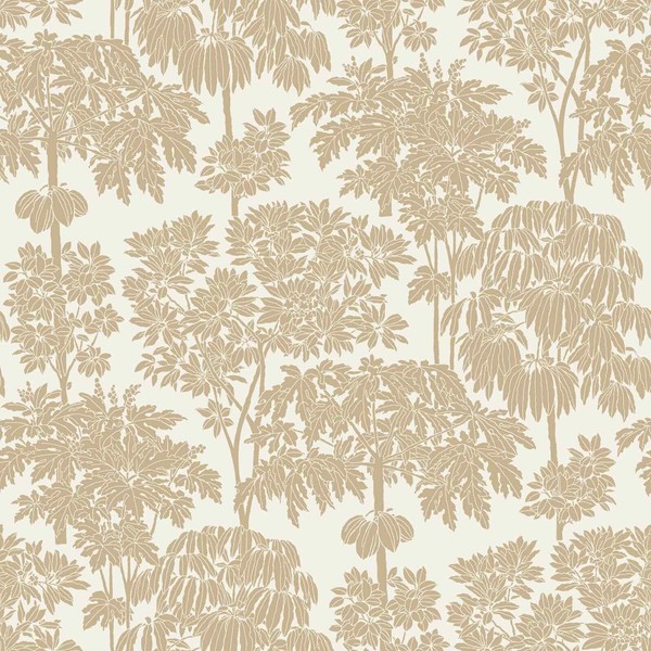 Vliestapete Dschungel Palmen BäUme Floral Weiß Gold Metallic A63401 (3,67€/1Qm)-image