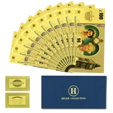 10pcs in Envelope England Queen Elizabeth II £100 Gold Foil Plastic Banknotes
