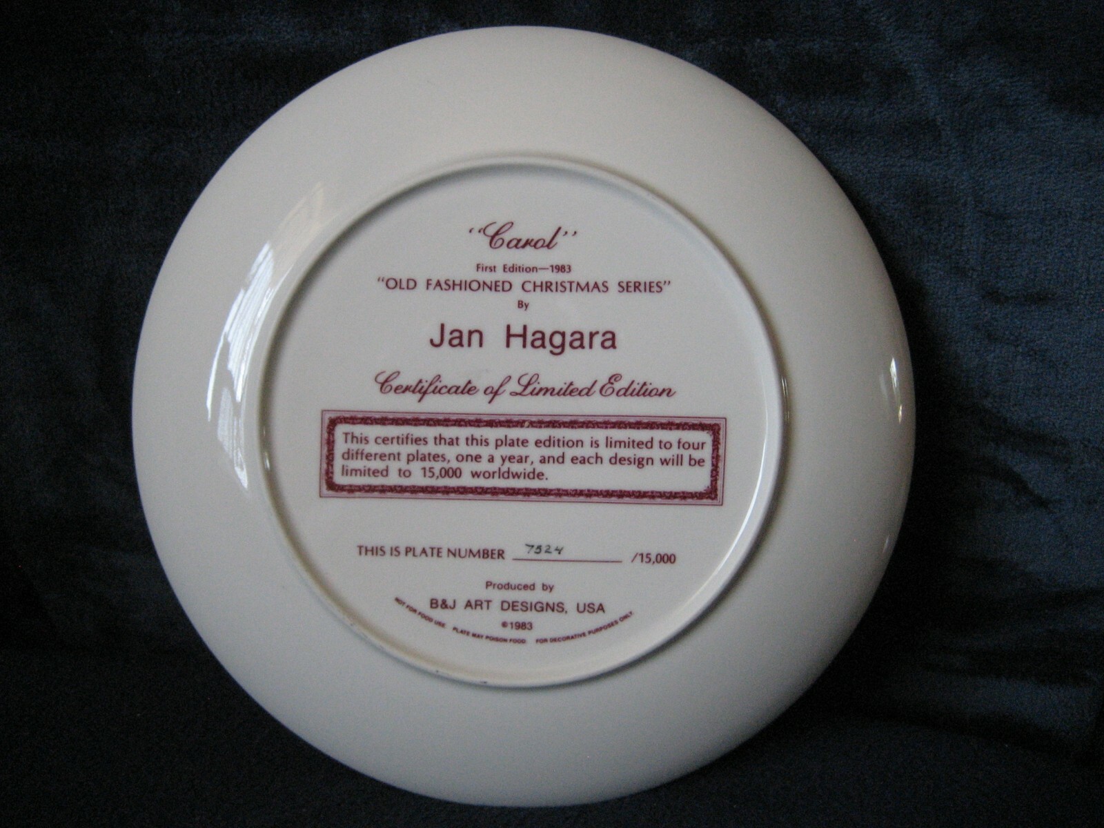 This VINTAGE 1983 Jan Hagara " Carol " plate by B&J Art Designs. eBay