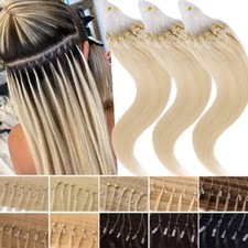 Easy Loop Micro Ring Tip Real Human Remy Hair Extensions Beads Full Head 150G