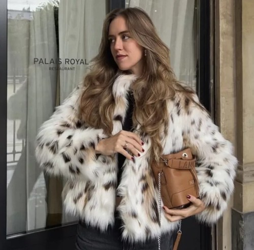 ZARA KUNSTFELL JACKE ZW COLLECTION LEOPARD NEU FW24/25 GR. S M L REF. 4360/241