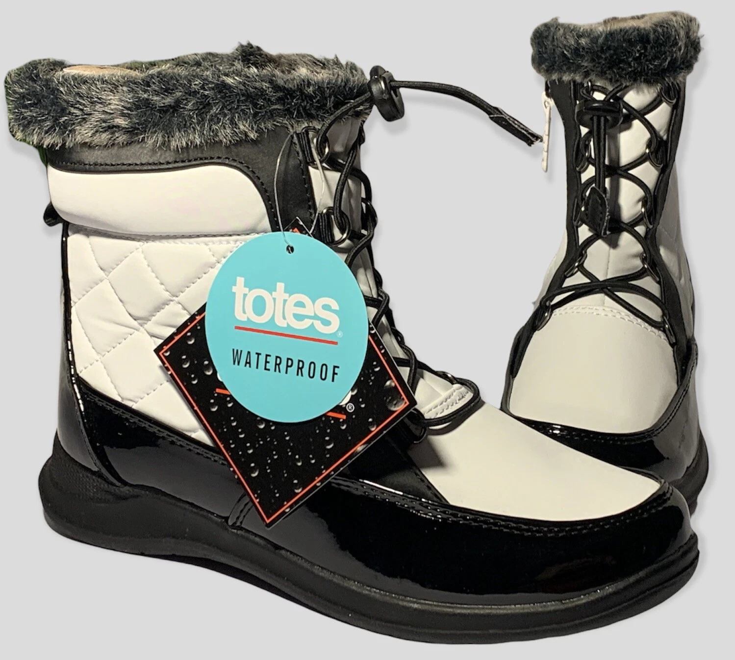 Totes Boots Lindsey Womens 6 Waterproof Cold Weather Winter White Black