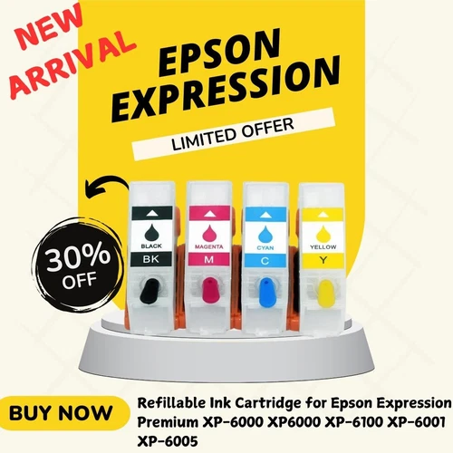 Refillable Ink Cartridge for Epson Expression Premium XP 6000 6100 6001 6005