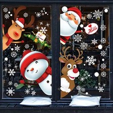 130PCS Christmas decoratives Window Stickers, Holiday Snowflake Santa Claus