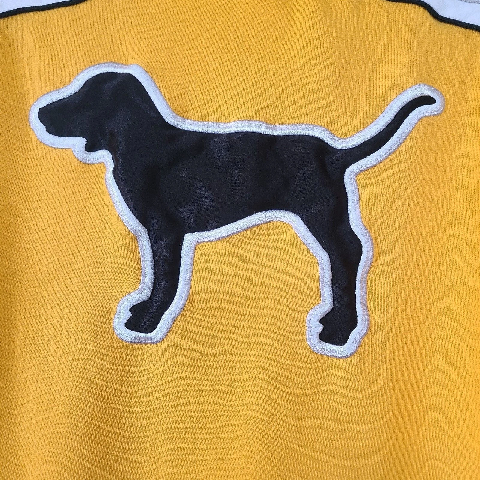 UNDERCOVER Felpa con cappuccio cane gialla vintage ROSA Victorias Secret XS ricamata
