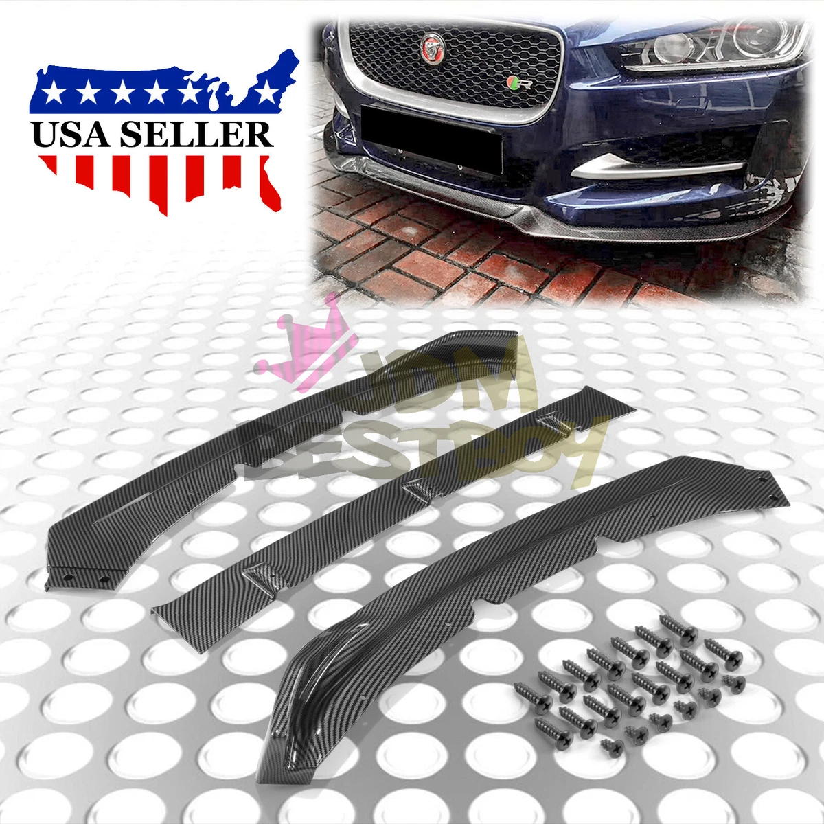 For 2017 18 Jaguar XE Carbon Fiber Textured Front Bumper Cover Lip