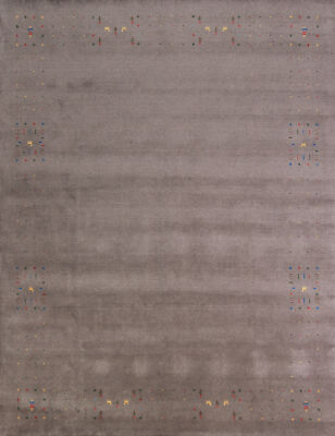 Timeless Gabbeh Design High-quality Grey Hand-knotted Wool Rug 8x10 ft