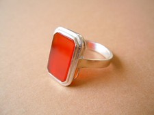 Carnelian Silver Ring Checked Without Stamp 4.5 g/Gr. 57