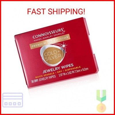 CONNOISSEURS Premium Edition Jewelry Wipes for Gold & Silver Jewelry - 30 Pack