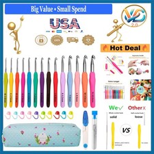 14-Piece Ergonomic Crochet Hook Set with Case for Beginners, Multicolor