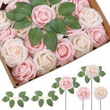 25X Schaum Rosen Künstliche Hochzeit Blumen Rosenköpfe Rosenblüten Deko 