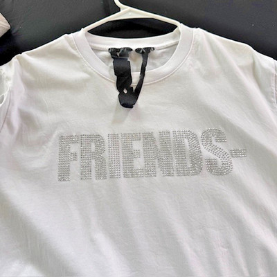 VLONE Friends Rhinestone T-Shirt White XL   Rare Crystal Studded V Logo Tee