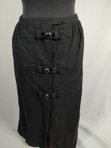 Hermès, Hermes Vintage Schwarz Wolle Maxi Rock Vintage