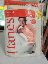 Vintage Hanes Mens Thermal Pants 2000's NEW in Bag Size M Cotton Blend Off White
