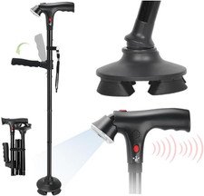 Adjustable 3-in-1 Folding Walking Cane with Alarm, Light  Second Handle