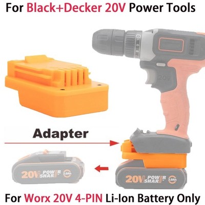 Konverter Adapter For Worx 20V 4-PIN Li-Ion Battery To For Black+Decker 20V Tool