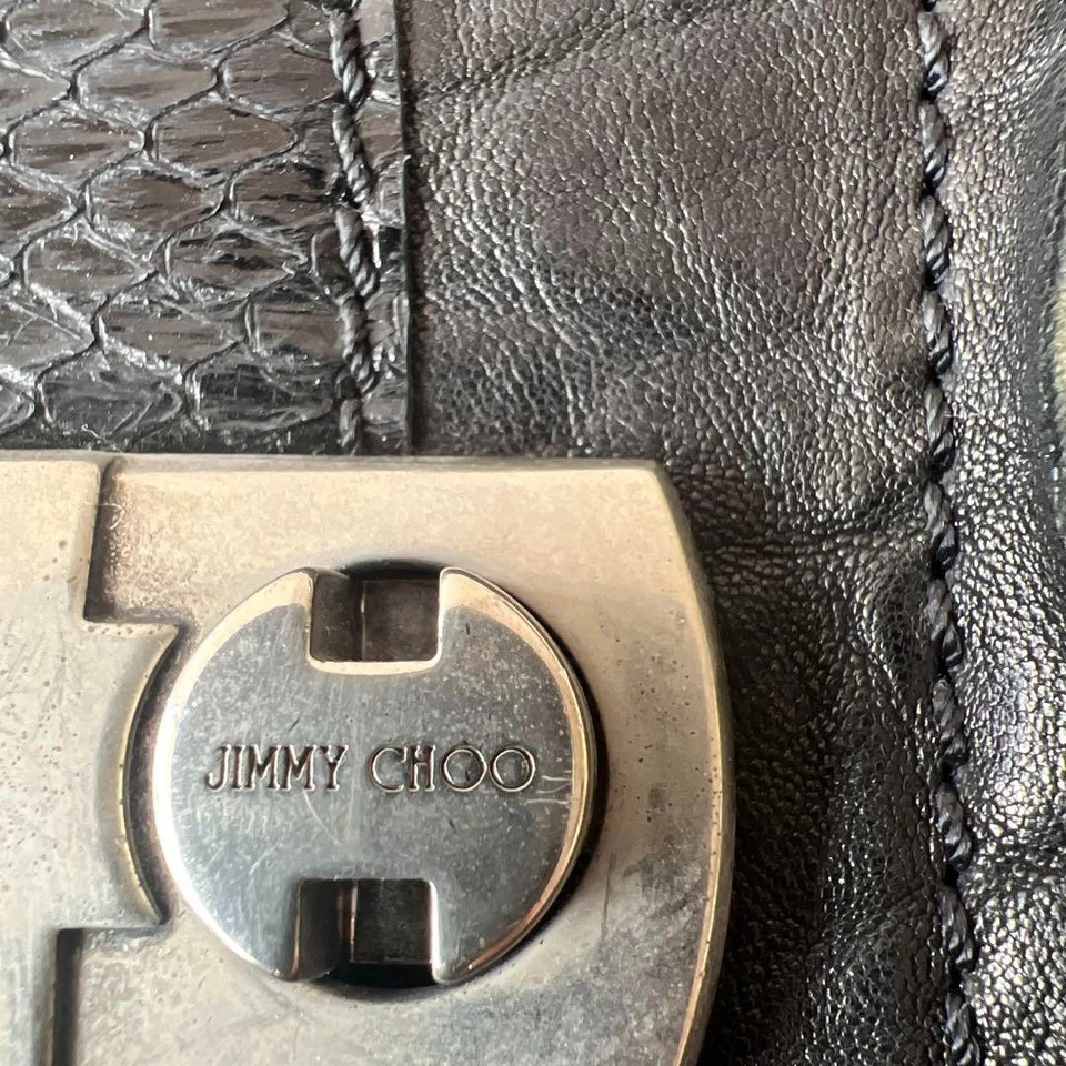 JIMMY CHOO 流苏皮革单肩包黑色 23.5 x 22 x 6.5 厘米女式二手日本 — 第 4/4 张图片