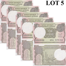 India 1 Rupee 2015 P 117a UNC 1/20 Bundle Lot 5 pcs