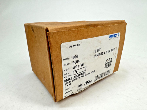 NIBCO 604 Copper Male Adapter 2-1/2" (C x M) Cup x NPT Fitting 9032660 *NIB*